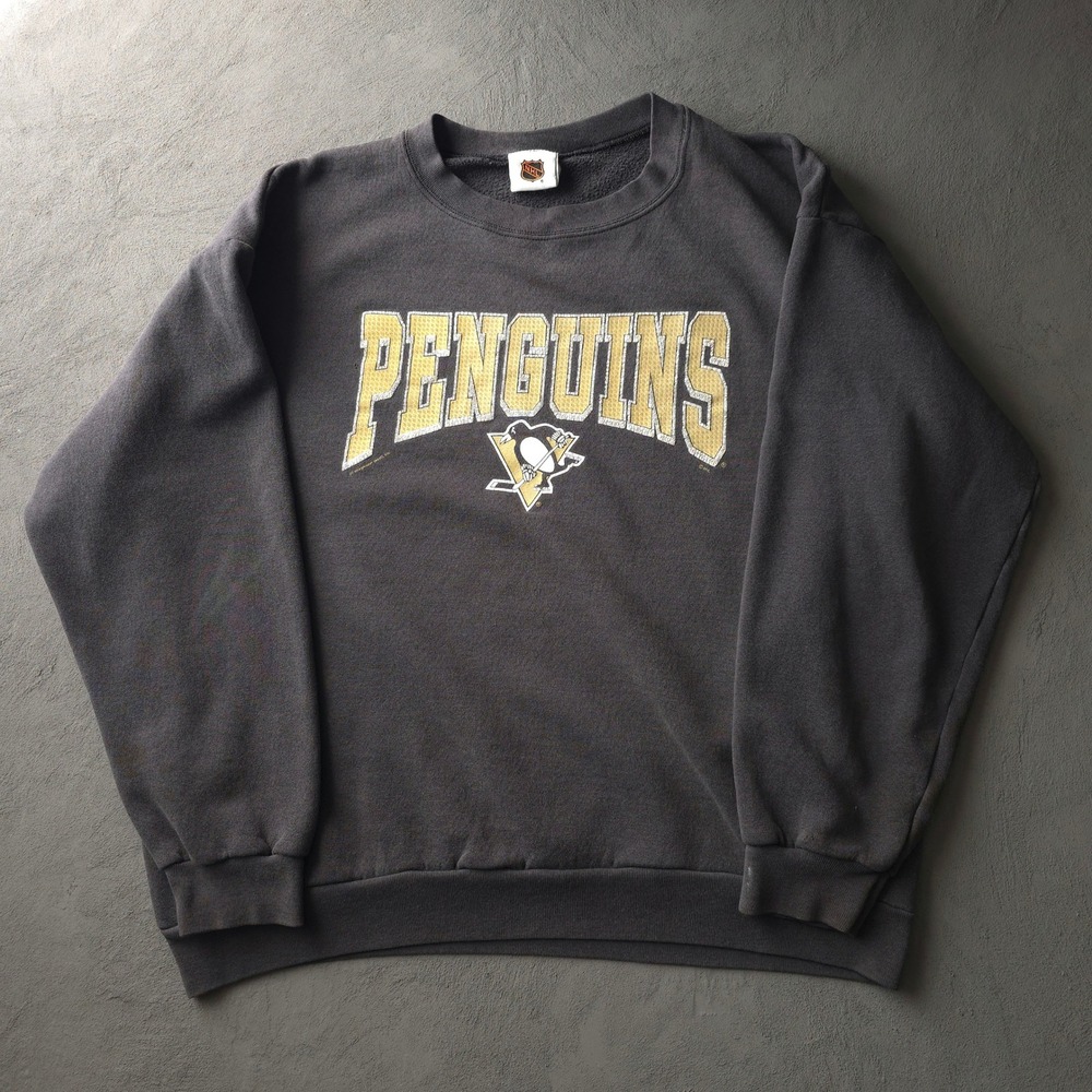 Vintage 90s NHL Black Pittsburgh Penguins Sweatshirt Size L Made in USA
